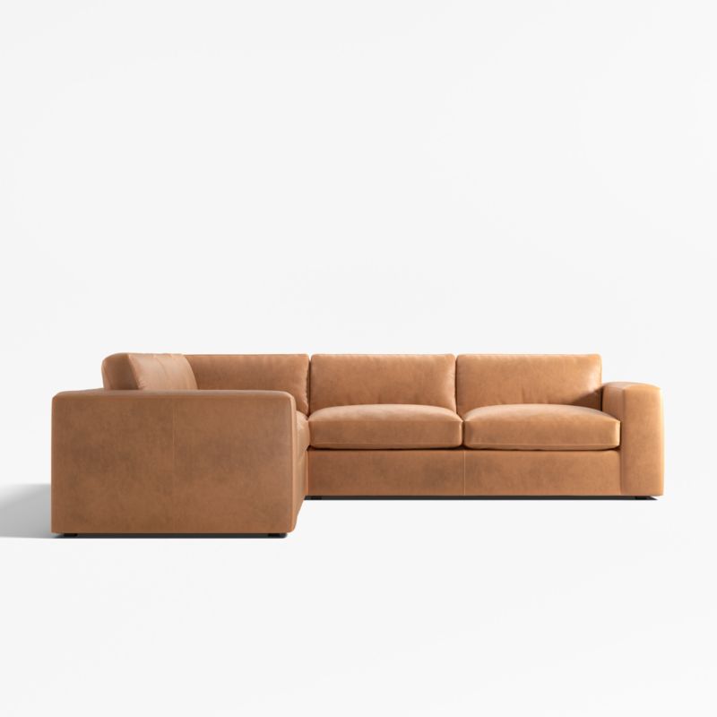 Oceanside Leather Deep-Seat 3-Piece L-Shaped Sectional Sofa - image 4 of 6