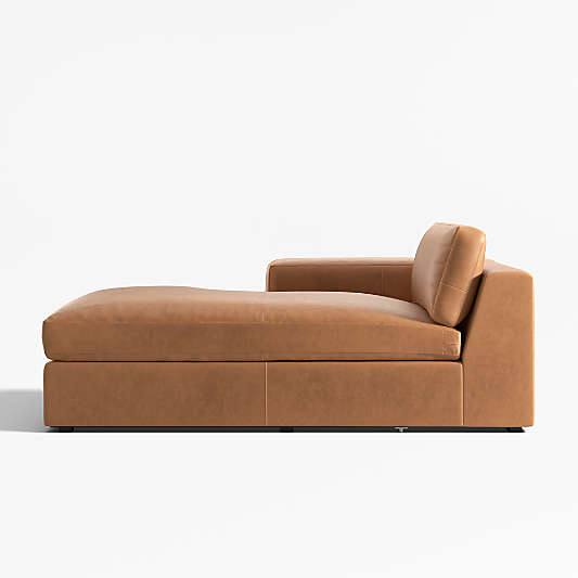 Oceanside Leather Deep-Seat Left-Arm Chaise Lounge