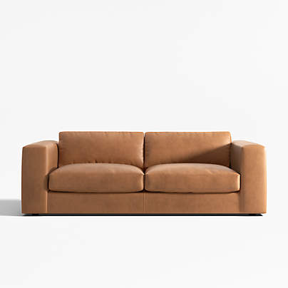 Oceanside Leather Deep-Seat Sofa 89"