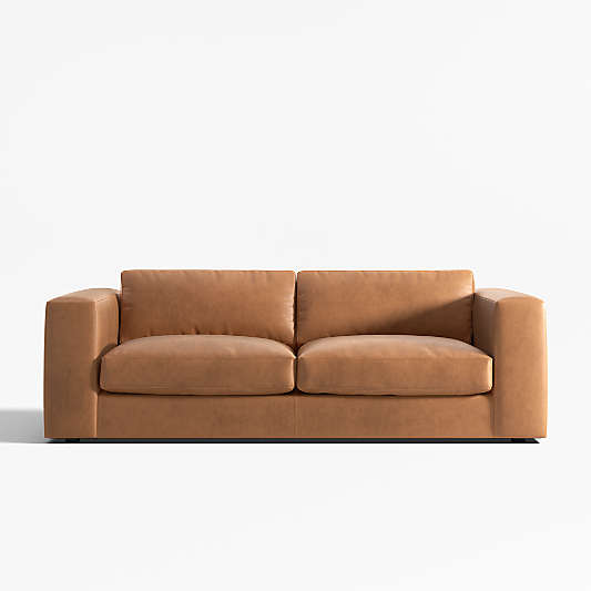 Oceanside Leather Deep-Seat Sofa 89"