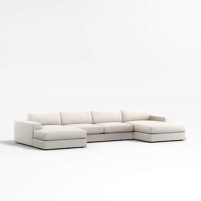 Oceanside Low 3-Piece U-Shaped Sectional Sofa with Double Chaise Lounge