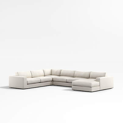 Oceanside Low 4-Piece L-Shaped Sectional Sofa with Chaise Lounge