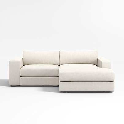 Oceanside Deep Low 2-Piece Small Space Sectional Sofa with Chaise Lounge