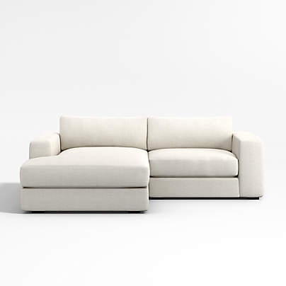 Oceanside Deep Low 2-Piece Small Space Sectional Sofa with Chaise Lounge