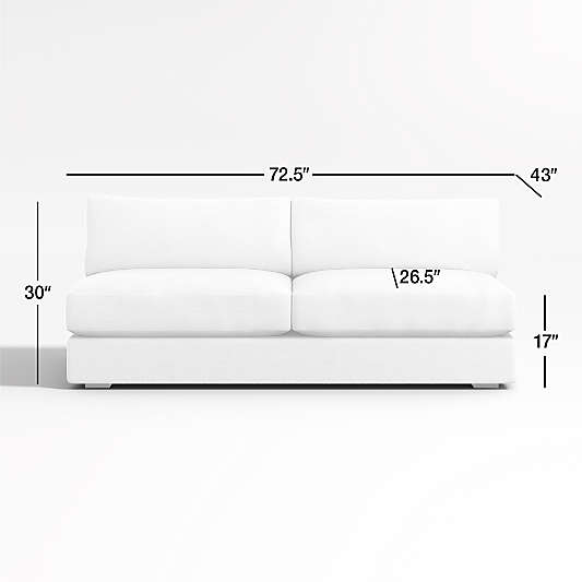 Oceanside Deep Low Armless Sofa Sectional Piece
