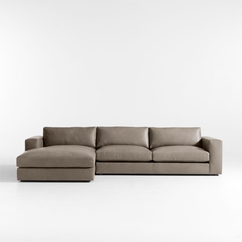 Oceanside Low Leather 2-Piece Left-Arm Chaise Sectional Sofa - image 0 of 8