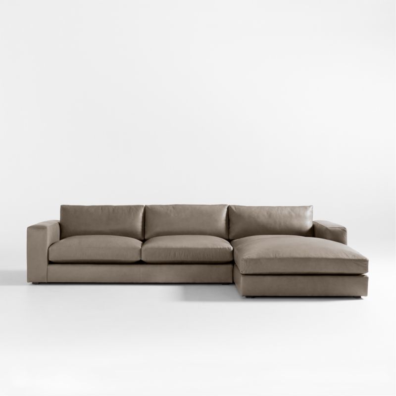 Oceanside Low Leather 2-Piece Right-Arm Chaise Sectional Sofa - image 2 of 11