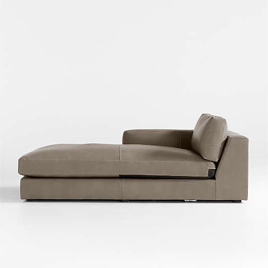 Oceanside Low Leather Left-Arm Chaise