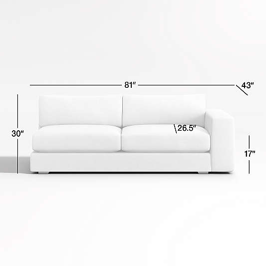 Oceanside Deep Low Leather Right-Arm Sofa Sectional Piece