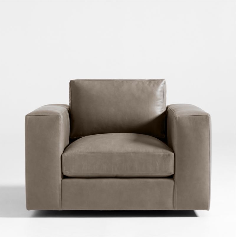 Oceanside Low Leather Deep-Seat Swivel Chair - image 1 of 5