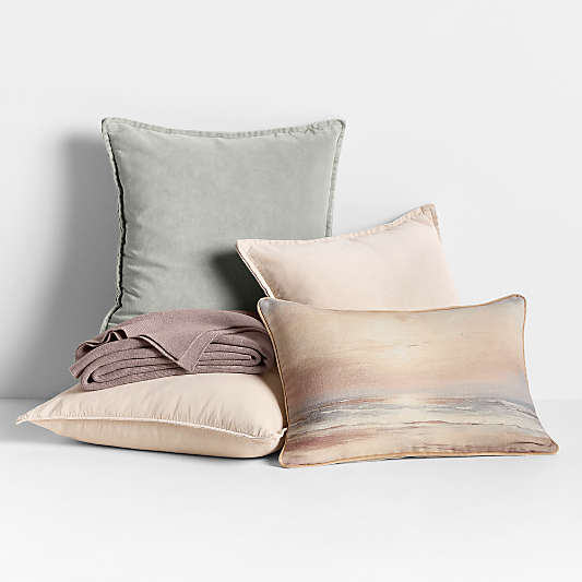 Relaxed Washed Organic Cotton Velvet 20"x20" Moonbeam Throw Pillow Cover