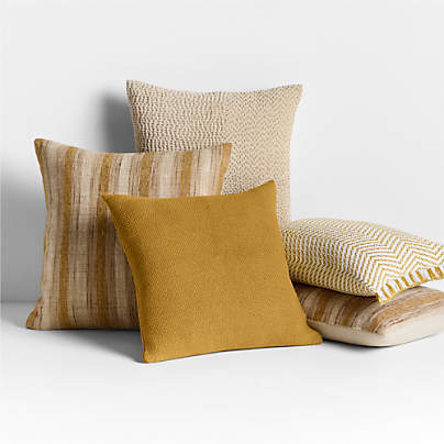 Ocher Yellow Throw Pillow Arrangement