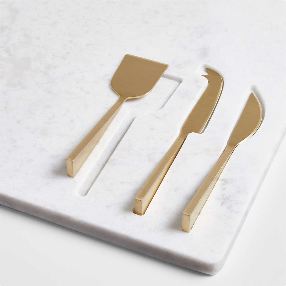 Octavia Large Marble Board with Cheese Knives