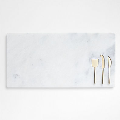 View Octavia Marble Serving Board With Cheese Knives details