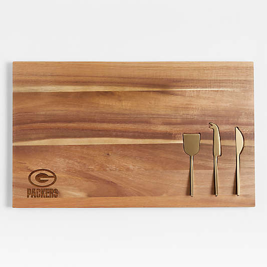 NFL Green Bay Packers Octavia Large Wood Board with Cheese Knives