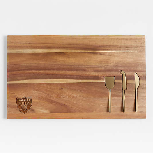 NFL Las Vegas Raiders Octavia Large Wood Board with Cheese Knives