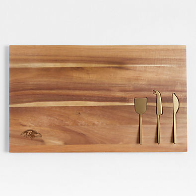View NFL Baltimore Ravens Octavia Large Wood Board with Cheese Knives details