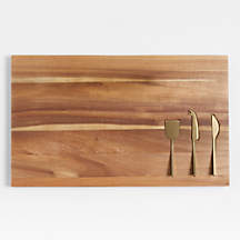 Octavia Large Wood Board with Cheese Knives + Reviews | Crate & Barrel
