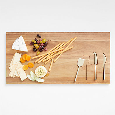View Octavia Wood Serving Board With Cheese Knives details