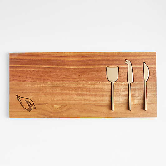 NFL Arizona Cardinals Octavia Small Wood Serving Board With Cheese Knives