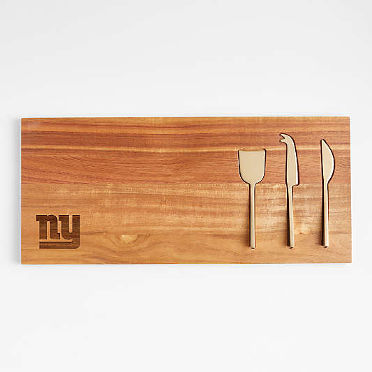 NFL New York Giants Octavia Small Wood Serving Board With Cheese Knives