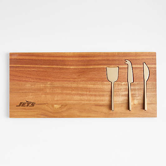 NFL New York Jets Octavia Small Wood Serving Board With Cheese Knives