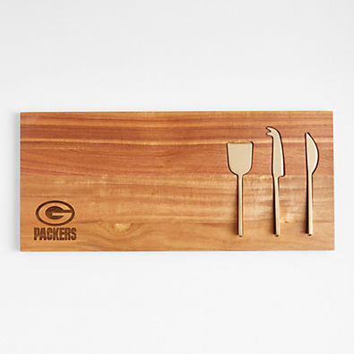 View NFL Green Bay Packers Octavia Small Wood Serving Board With Cheese Knives details