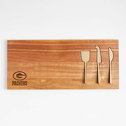 NFL Green Bay Packers Octavia Small Wood Serving Board With Cheese Knives