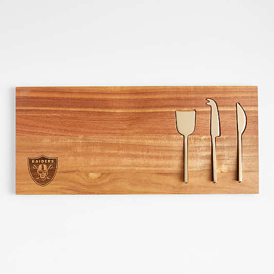 NFL Las Vegas Raiders Octavia Small Wood Serving Board With Cheese Knives