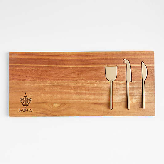 NFL Octavia Small Wood Serving Board With Cheese Knives