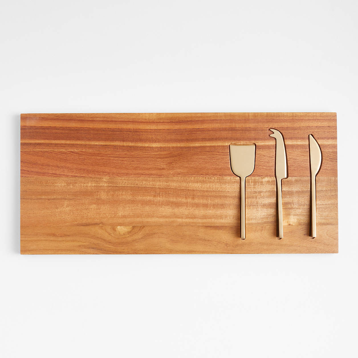 Octavia Small Wood Serving Board With Cheese Knives