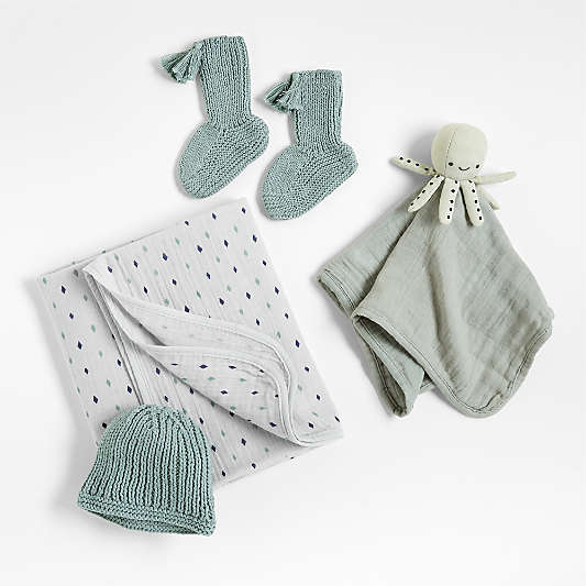 Octopus 4-Piece Organic Baby Swaddle Gift Set