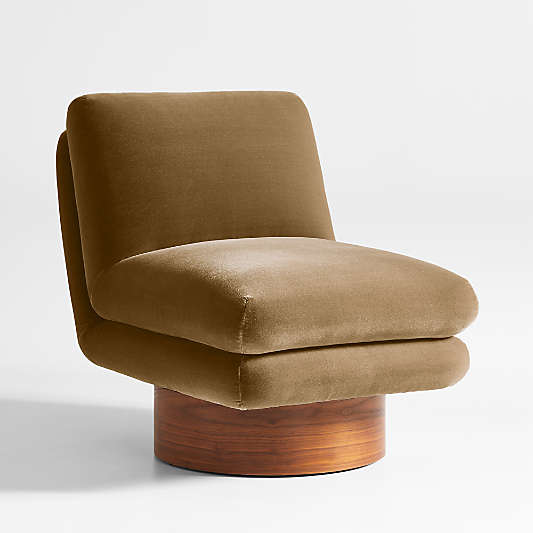 Odeon Ochre Brown Velvet Swivel Accent Chair