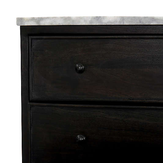 Odette 33" Dark Grey Wood and Marble Nightstand