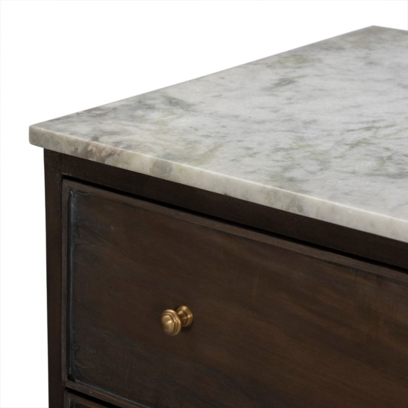 Odette 65" Warm Brown Wood and Marble 6-Drawer Dresser - image 5 of 7