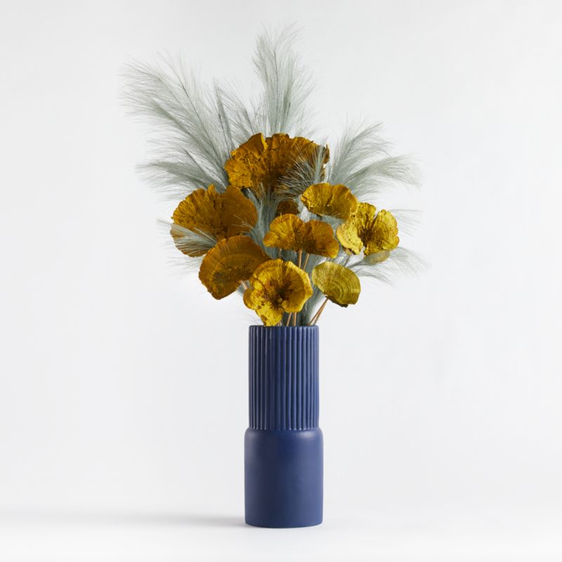 Odille Azure Ceramic Vase Artificial Floral Arrangement | Crate and Barrel
