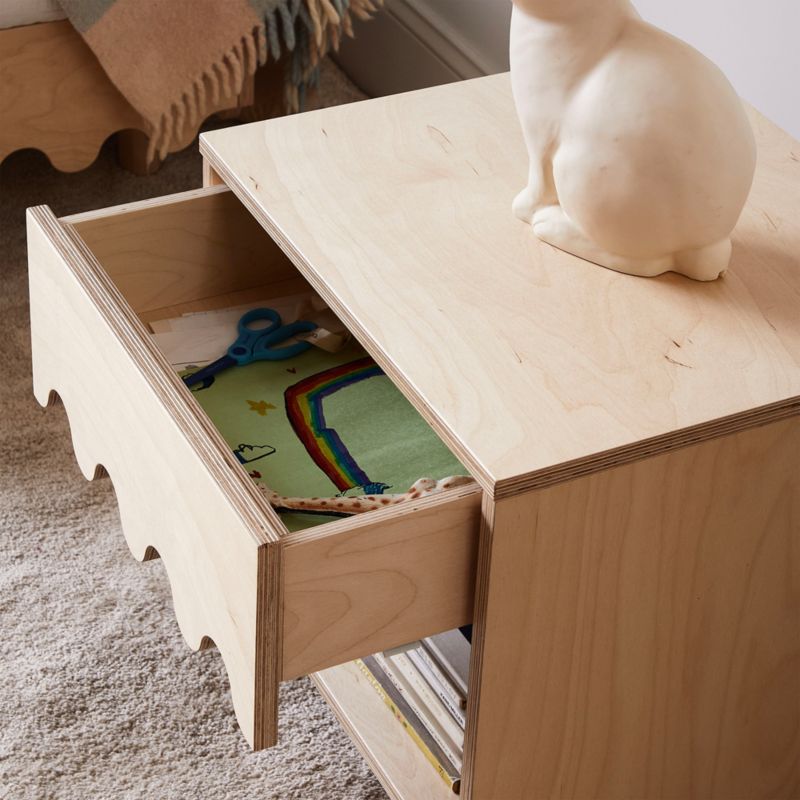 Oeuf 19" Moss Birch Wood Kids Nightstand with Drawer - image 2 of 5