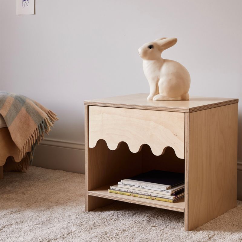 Oeuf 19" Moss Birch Wood Kids Nightstand with Drawer - image 3 of 5
