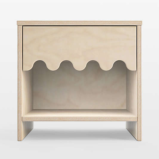 Oeuf 19" Moss Birch Wood Kids Nightstand with Drawer