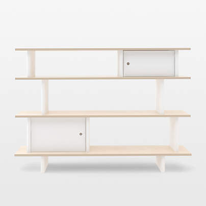 Oeuf White and Birch Wood Mini Library Kids Bookcase