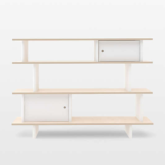 Oeuf White and Birch Wood Mini Library Kids Bookcase