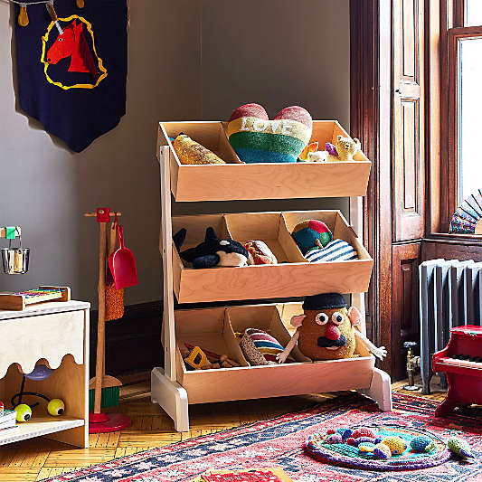 Oeuf White and Birch Wood Toy Storage
