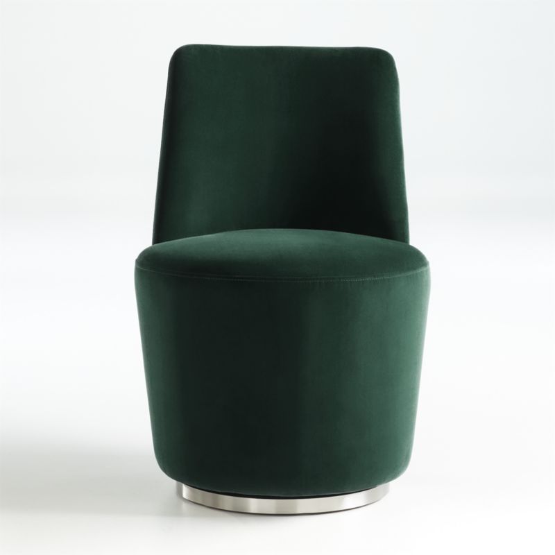 Ofelia Hunter Green Velvet Swivel Dining Chair