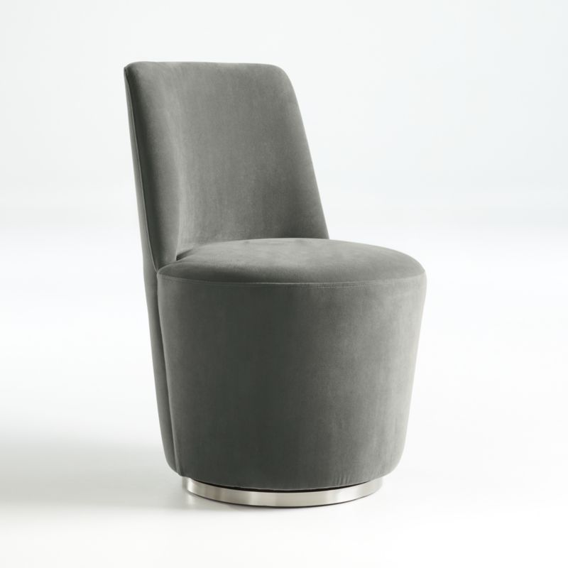 Ofelia Slate Grey Velvet Swivel Dining Chair - image 8 of 11