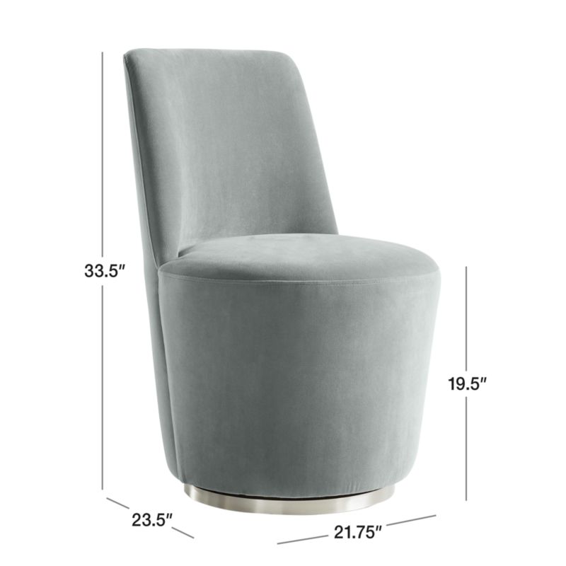 View Ofelia Slate Grey Velvet Swivel Dining Chair - image 3 of 12