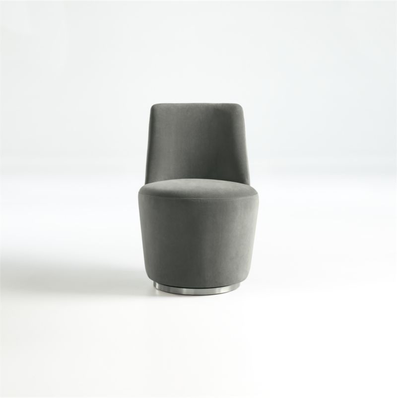 Ofelia Slate Grey Velvet Swivel Dining Chair - image 3 of 11