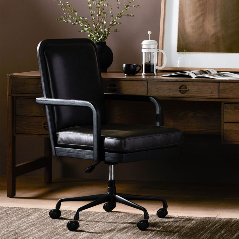 Ogden Brushed Ebony Black Wood Desk Chair - image 3 of 11