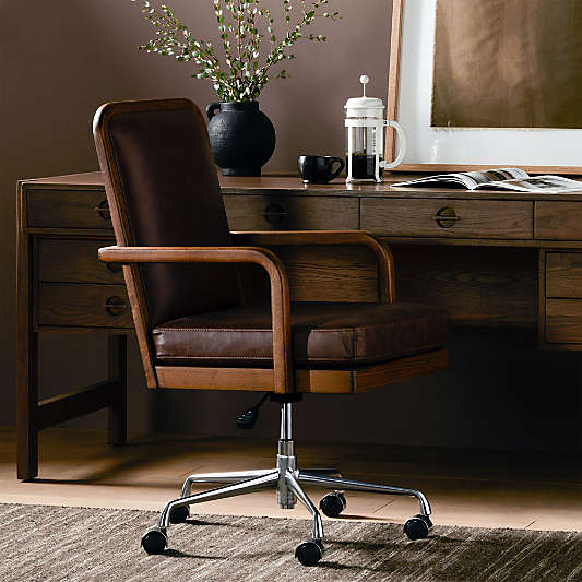 Ogden Sienna Brown Wood Desk Chair