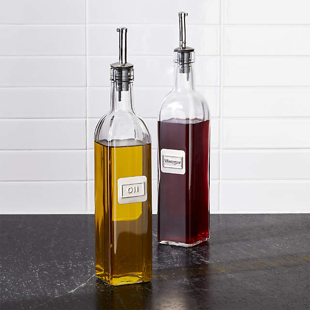 Oil Bottle Dispenser Set Stainless Steel Vinegar Storage Cooking