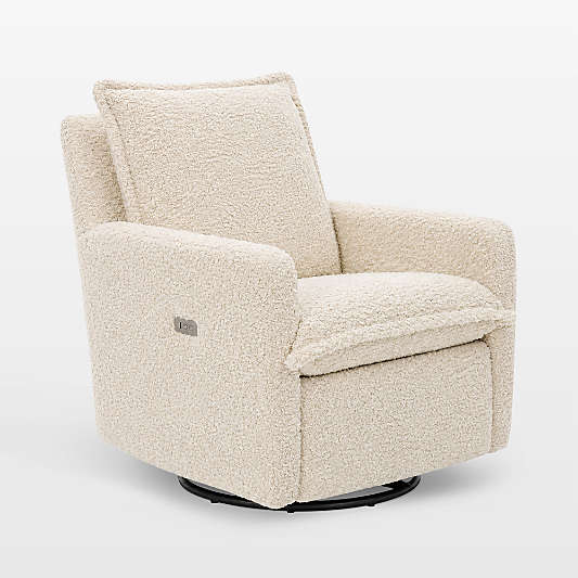 Oilo ™ Flynn Sheepskin Linen Swivel Glider Power Recliner Nursery Chair